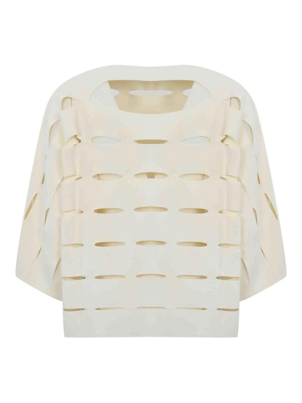 LIVIANA CONTI: crew necks online - Oversized Perforated Viscose Sweater