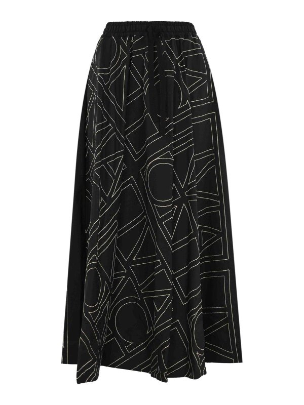 LIVIANA CONTI: Knee length skirts & Midi - Cotton Skirt With Logo Embroidery