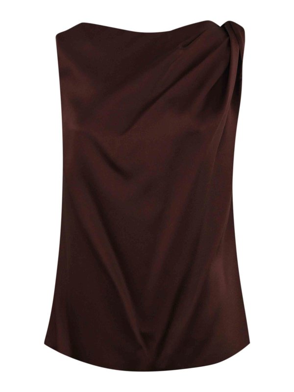 LIVIANA CONTI: blouses - Knot Shoulder Blouse In Viscose