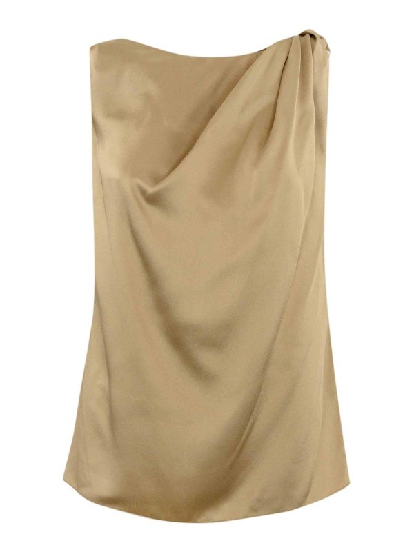 LIVIANA CONTI: blouses - Knot Shoulder Blouse In Viscose