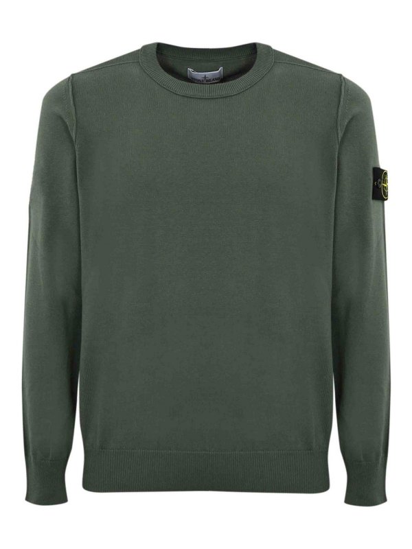 STONE ISLAND: Strickpullover mit Rundhalsausschnitt - Rundhalspullover - Grün