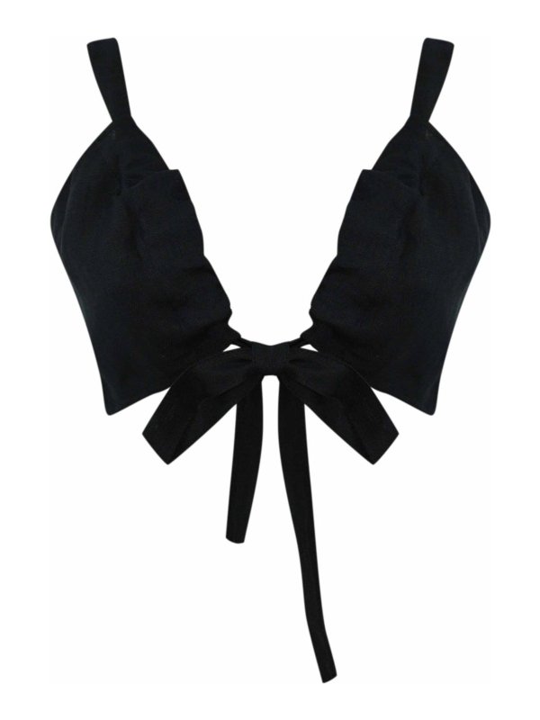 TWINSET: Tops & Tank tops - Linen Top With Metal Oval-T Logo