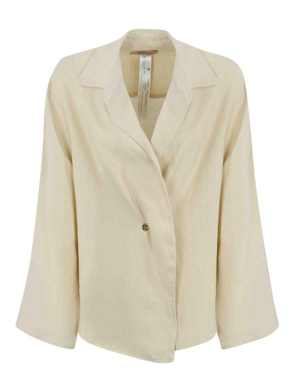 TWINSET: shirts - Linen Shirt With Oval-T Button
