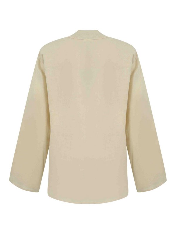 TWINSET: shirts online - Linen Shirt With Oval-T Button