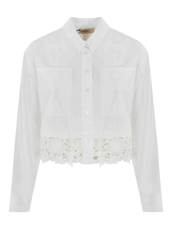 TWINSET: shirts - Poplin Shirt With Lace