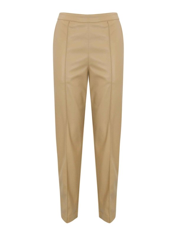 TWINSET: casual trousers - Straight Nappa Effect Trousers