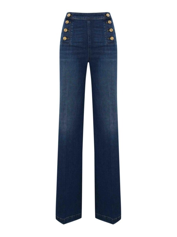 TWINSET: flared jeans - Flare Jeans With Decorative Buttons