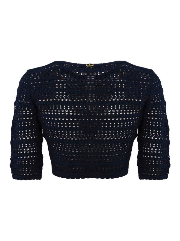 TWINSET: Strickpullover mit Rundhalsausschnitt online - Rundhalspullover - Blau