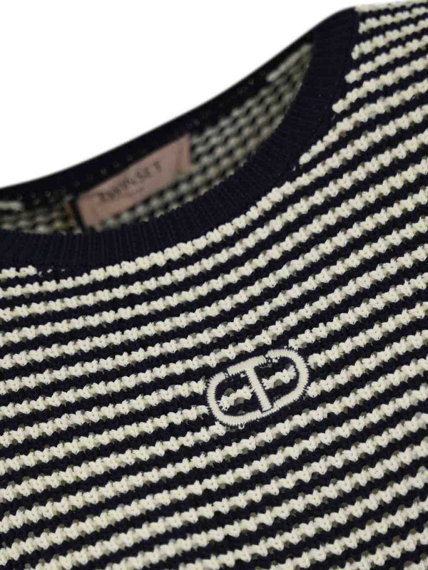 The Best Shops TWINSET: Strickpullover mit Rundhalsausschnitt - Rundhalspullover - Schwarz