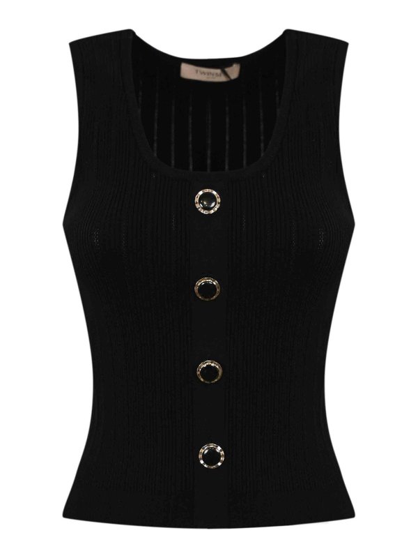 TWINSET: Tops y camisetas sin mangas - Top - Negro