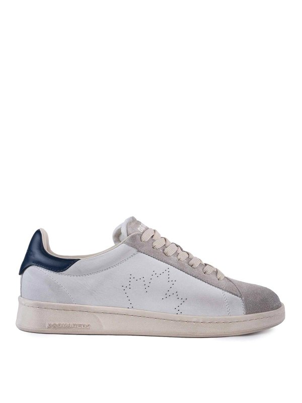 DSQUARED2: trainers - Dirty Maple Leaf Boxer Leather Sneakers