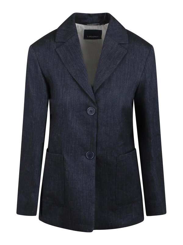 S MAX MARA: blazers - Denim effect single -breasted jacket