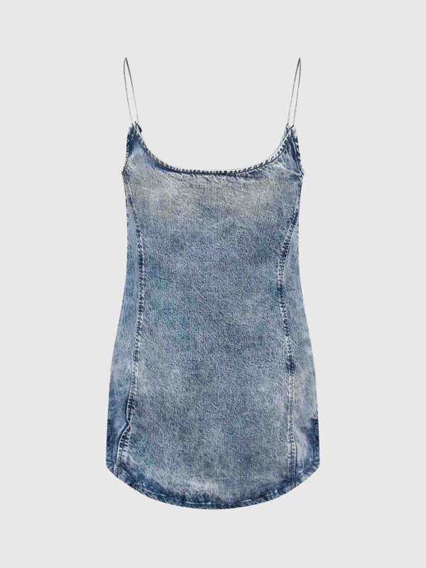 DIESEL: abiti al ginocchio online - Vestito  in denim Tencel Sfranciato