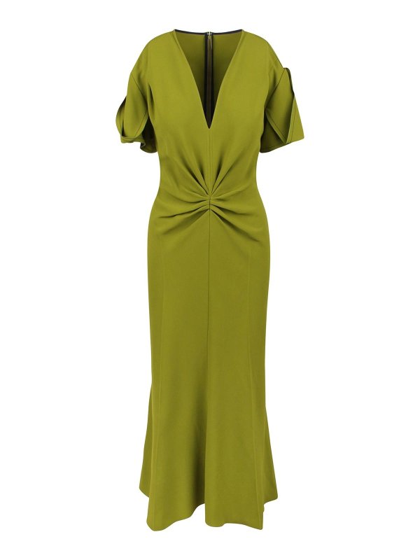 VICTORIA BECKHAM: ニーレングスドレス - 膝丈ドレス - 緑