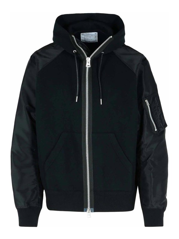 Sacai: Sweatshirts & Sweaters - Black Cotton Blend Sweatshirt