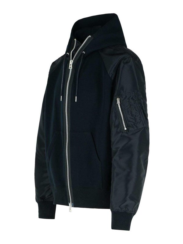 The Best Shops Sacai: Sweatshirts & Sweaters - Black Cotton Blend Sweatshirt