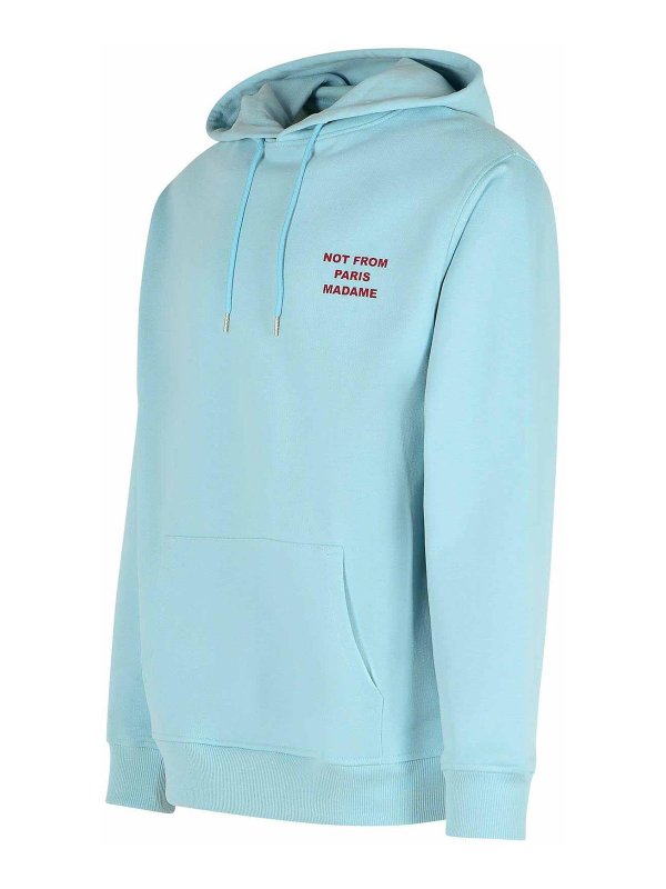 The Best Shops DRÔLE DE MONSIEUR: Sweatshirts & Sweaters - Slogan Light Blue Cotton Sweatshirt