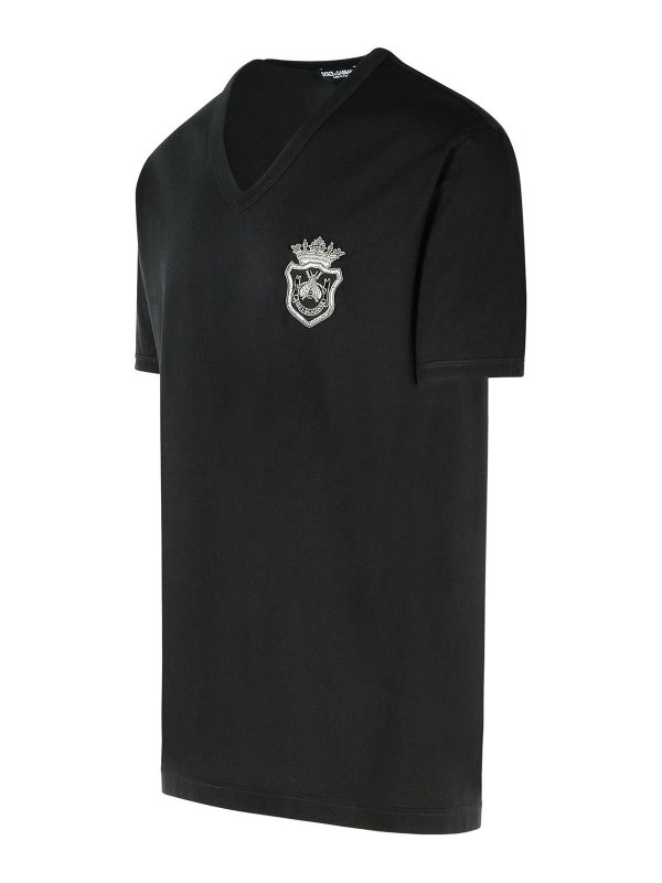 Tシャツ・カットソー DOLCE & GABBANA BLACK COTTON T-SHIRT Dolce & Gabbana Black Cotton T-Shirt - Black | G8HL7ZG7O4CN0000