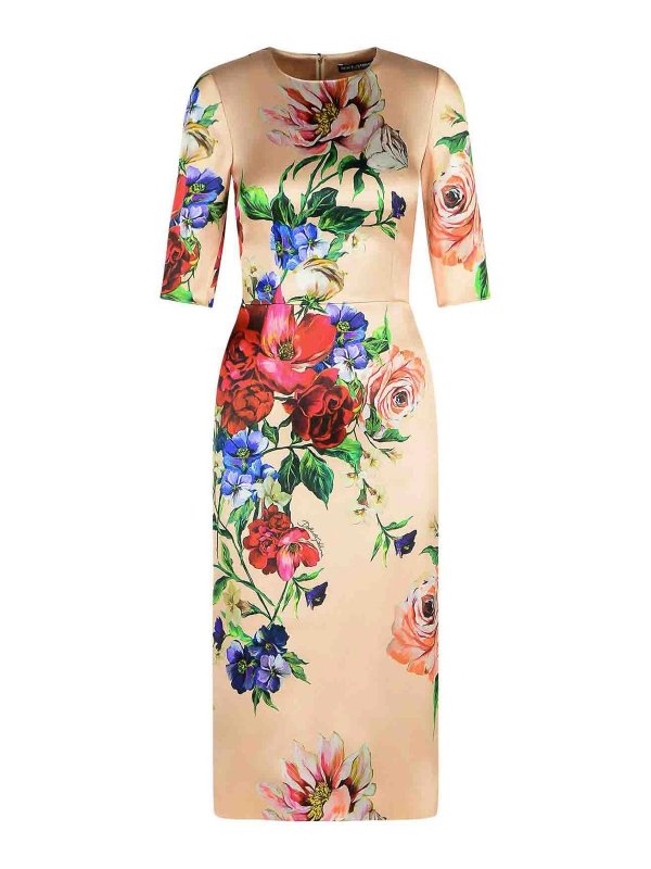 DOLCE & GABBANA: knee length dresses - Viscose Dress Nude