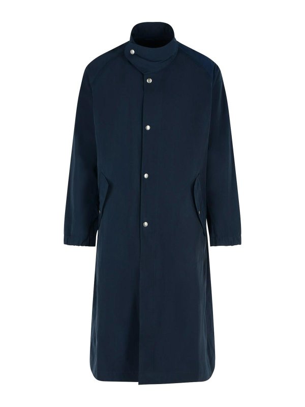 DRIES VAN NOTEN: short coats - Rannon Navy Polyester Coat