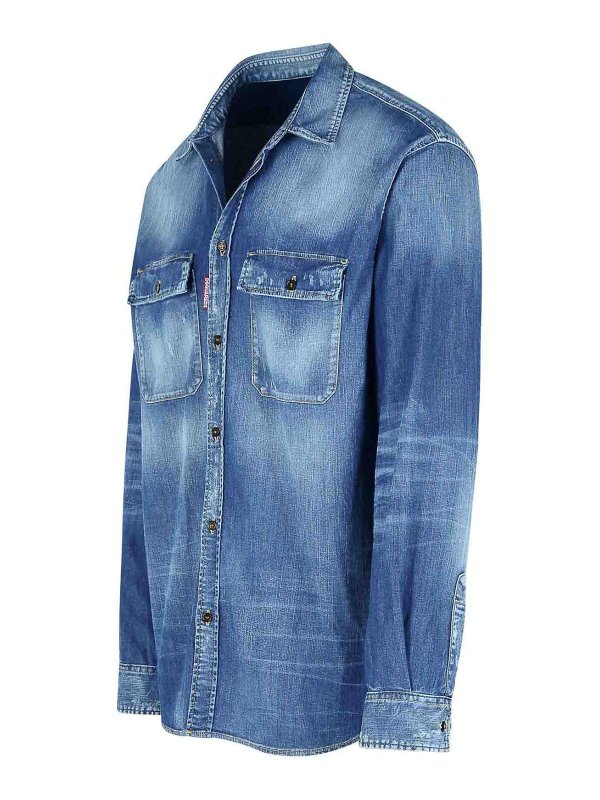 The Best Shops DSQUARED2: shirts - Light Blue Denim Shirt
