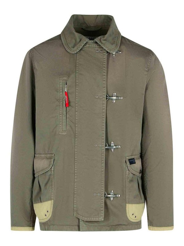 FAY: casual jackets - Green Cotton Jacket