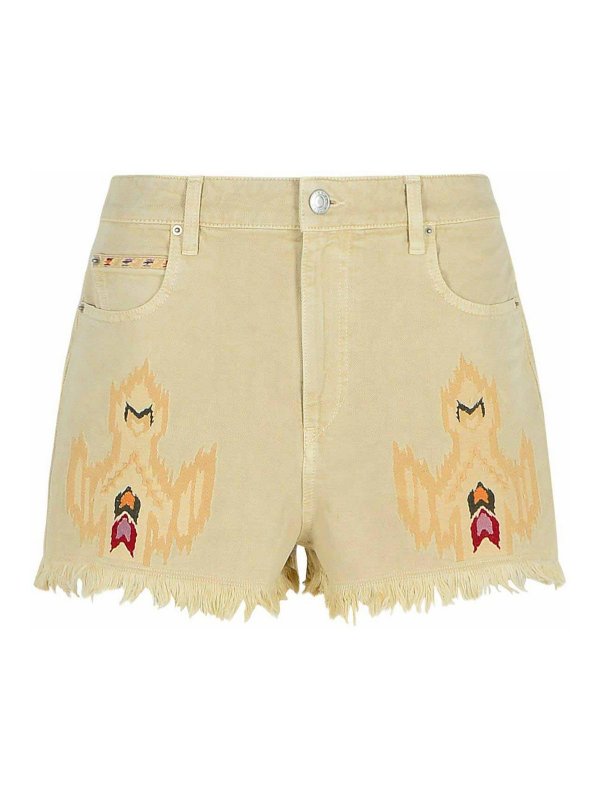 ISABEL MARANT: pantaloni shorts - Pantaloncini di denim lesia beige