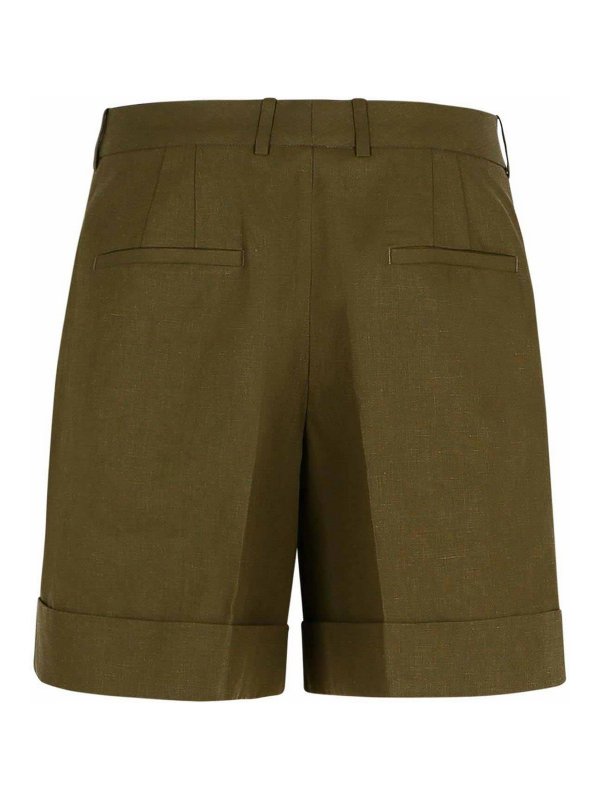 JIL SANDER: Trousers Shorts online - Green Linen Shorts