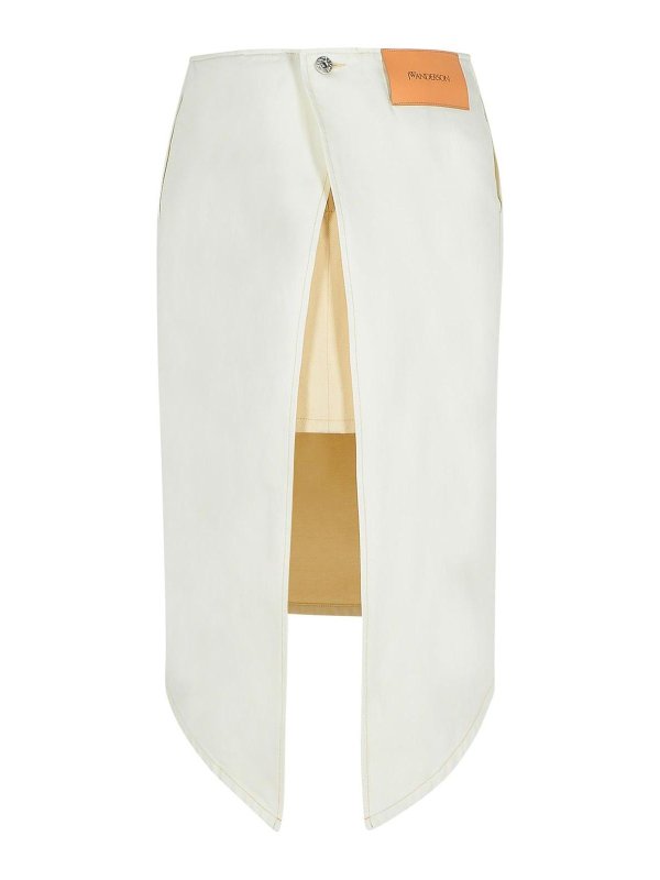 J.W. ANDERSON: Knee length skirts & Midi online - Layered White Cotton Skirt