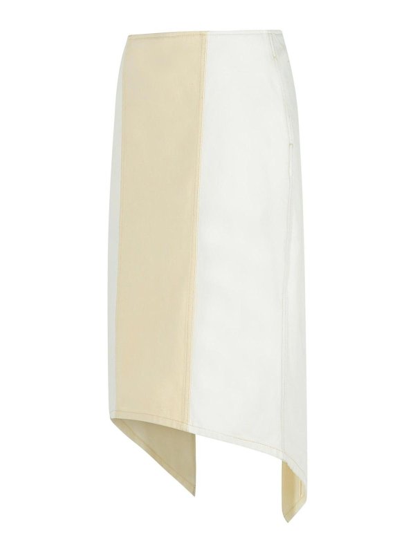 The Best Shops J.W. ANDERSON: Knee length skirts & Midi - Layered White Cotton Skirt