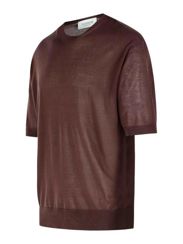 The Best Shops LANEUS: Strickpullover mit Rundhalsausschnitt - Rundhalspullover - Braun