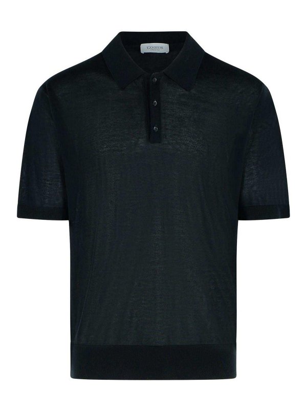 LANEUS: polo - Maglietta nera lyocell