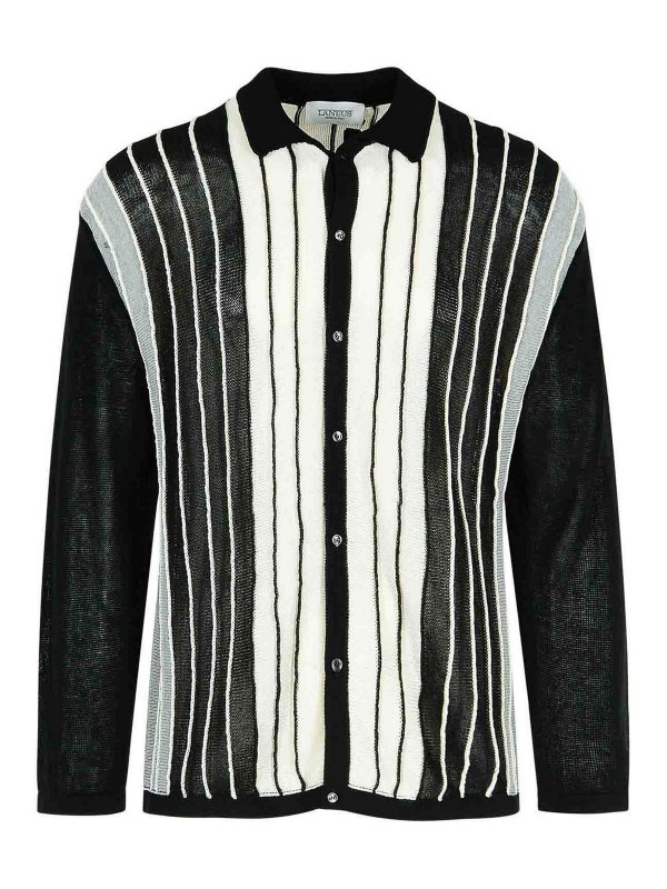 LANEUS: Strickpullover mit Rundhalsausschnitt - Rundhalspullover - Schwarz