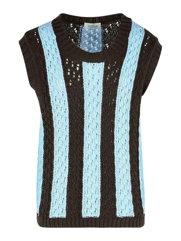 LANEUS: vests - Light Blue Cotton Vest