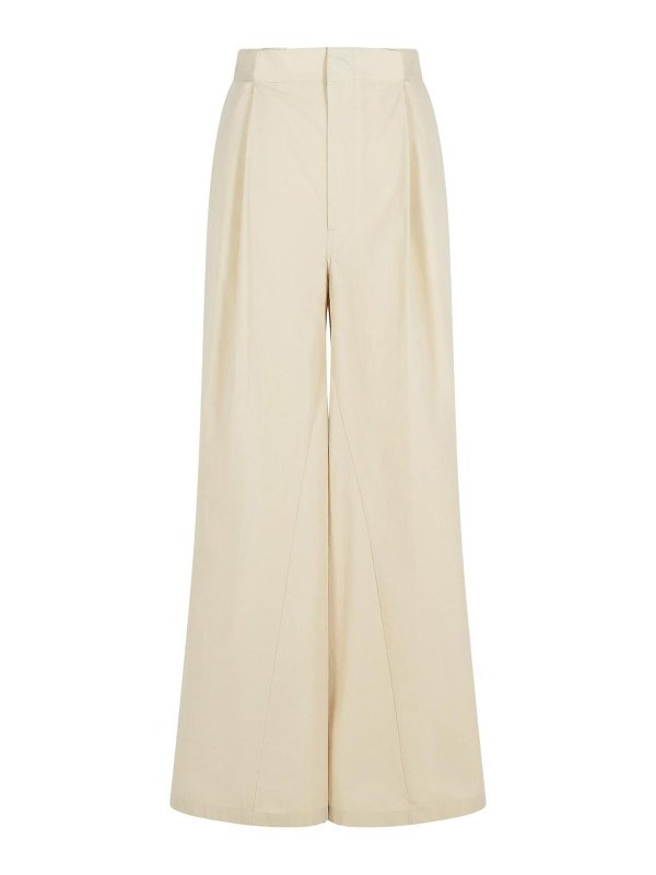 Maison Margiela: casual trousers - Over Ivory Cotton Blend Pants