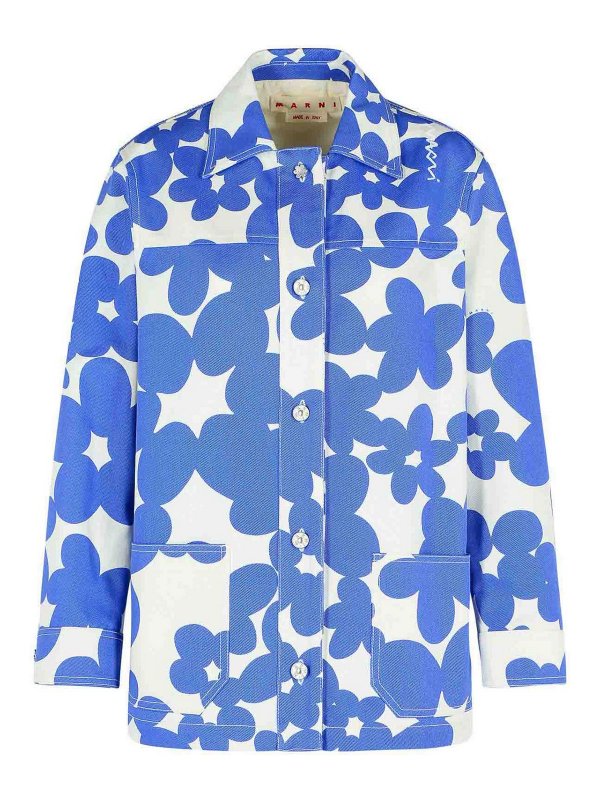 Marni: casual jackets - Light Blue Cotton Jacket