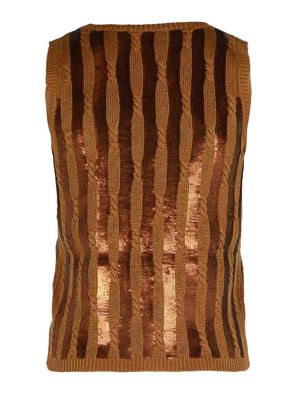 Max Mara: Tops & Tank tops online - Golia Brown Linen Tank Top