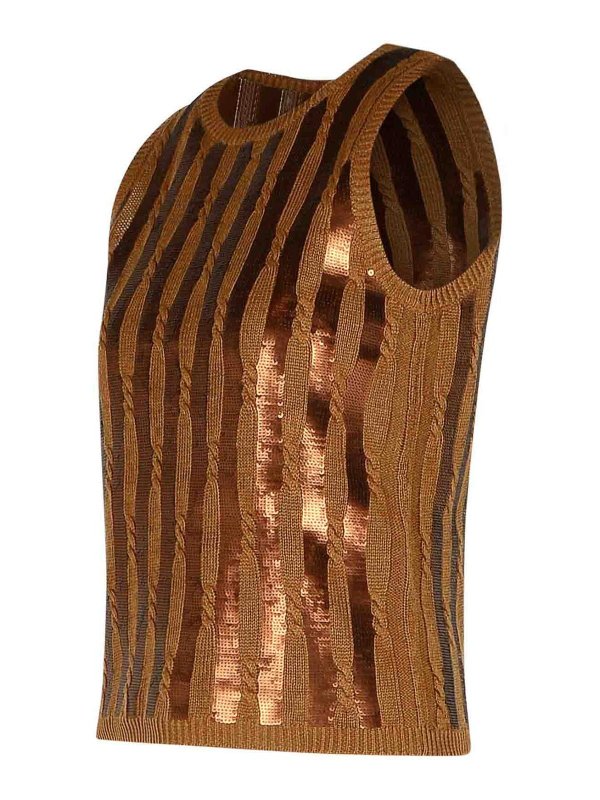 The Best Shops Max Mara: Tops & Tank tops - Golia Brown Linen Tank Top