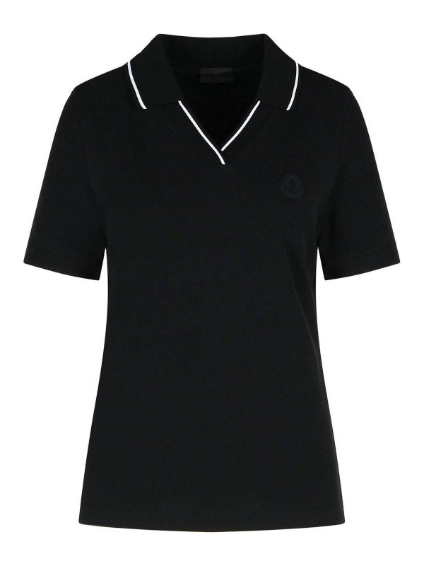 MONCLER: polo shirts - Black Cotton Polo Shirt