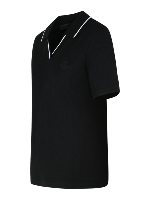 The Best Shops MONCLER: polo shirts - Black Cotton Polo Shirt