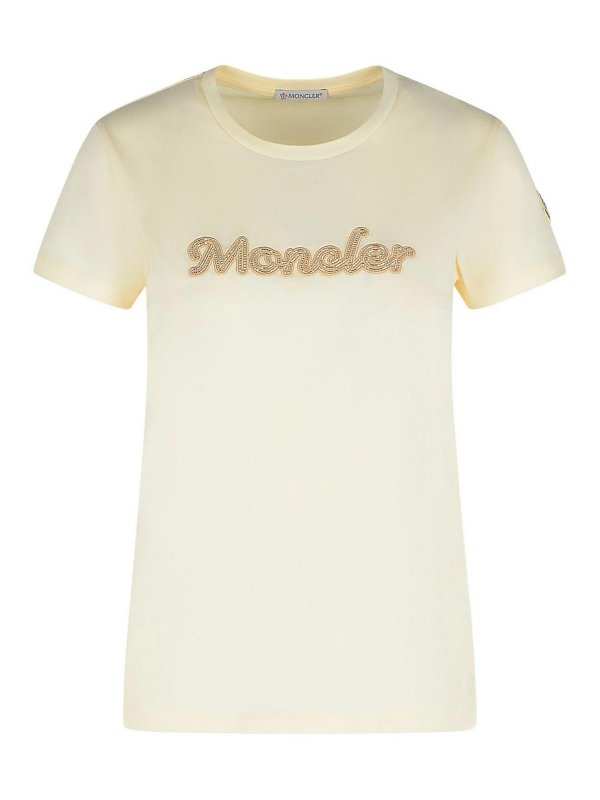 MONCLER: T-shirts - T-Shirt - Creme
