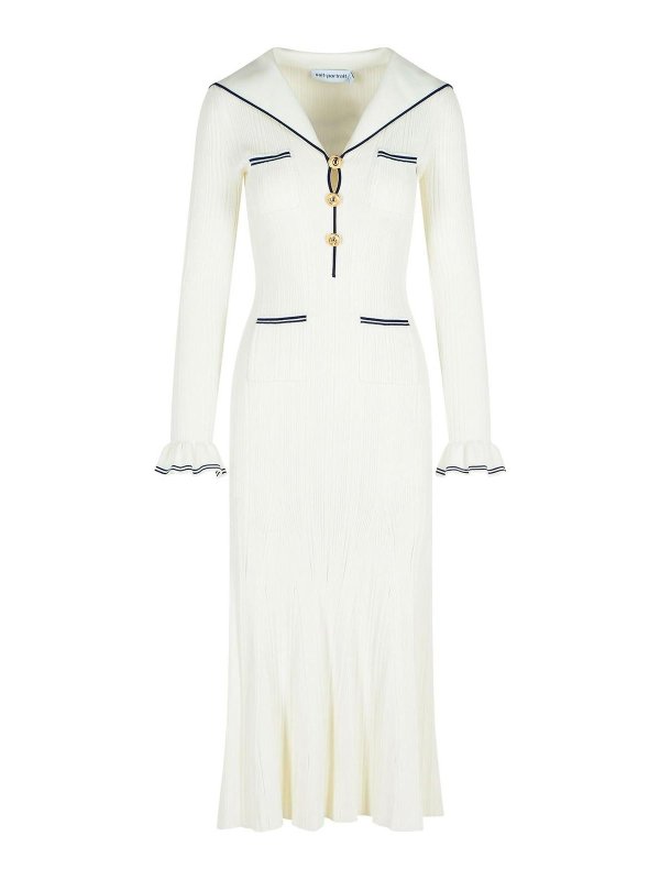 Self Portrait: ニーレングスドレス - 膝丈ドレス - 白