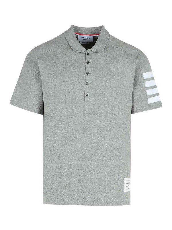 THOM BROWNE: t-shirts - Mini Collar Grey Cotton T-Shirt