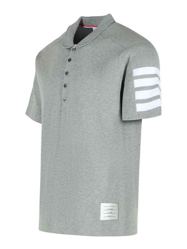 The Best Shops THOM BROWNE: t-shirts - Mini Collar Grey Cotton T-Shirt