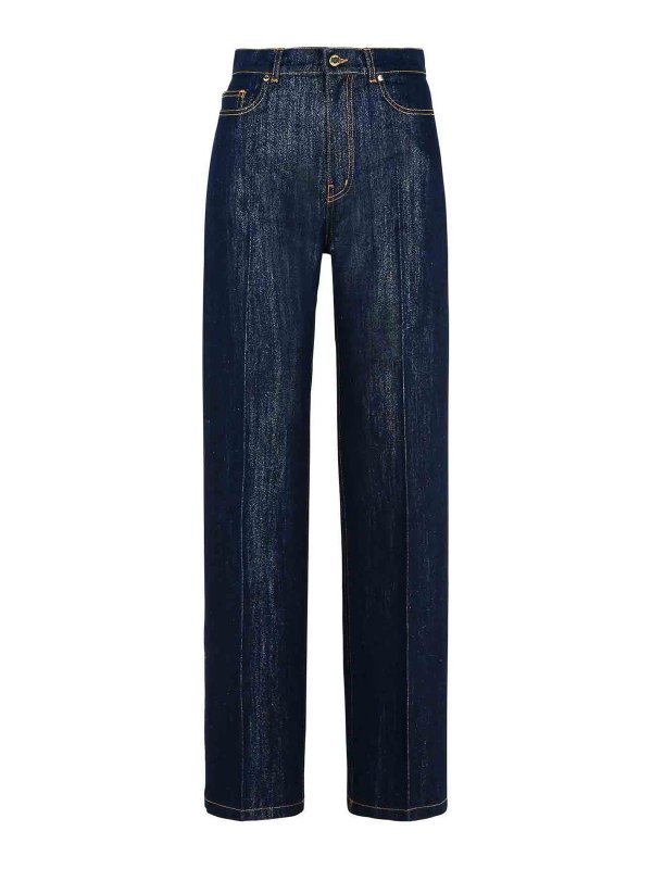 CASABLANCA: bootcut jeans - Lurex Blue Cotton Blend Jeans
