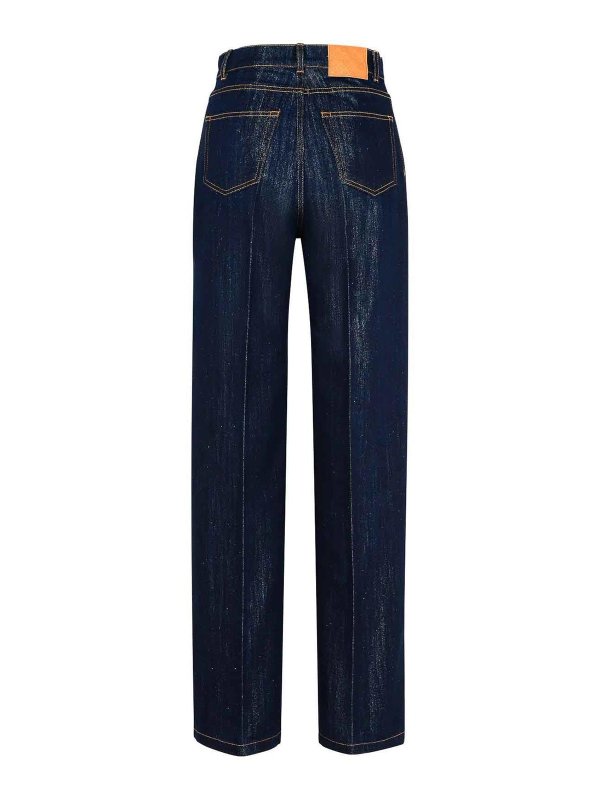 CASABLANCA: bootcut jeans online - Lurex Blue Cotton Blend Jeans