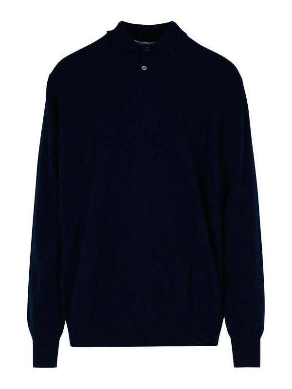 COMME DES GARCONS SHIRT: crew necks - Navy Wool Sweater