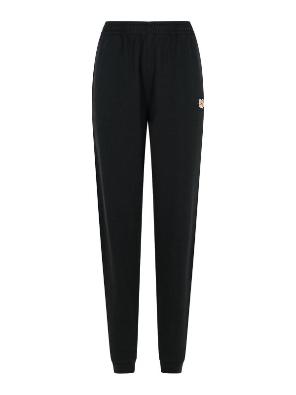 MAISON KITSUNÉ: pantaloni sport - Pantaloni di cotone nero jogger