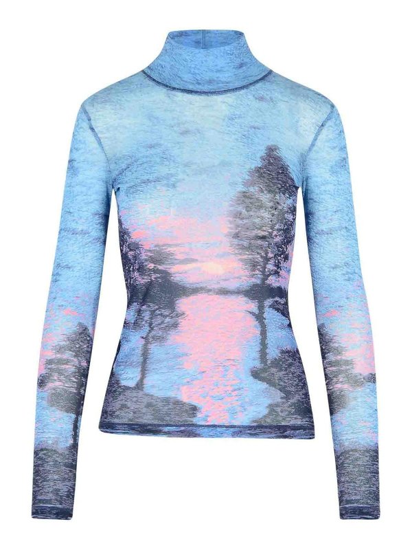 MAISON KITSUNÉ: crew necks - Landscape Polyamide Turtleneck Sweater