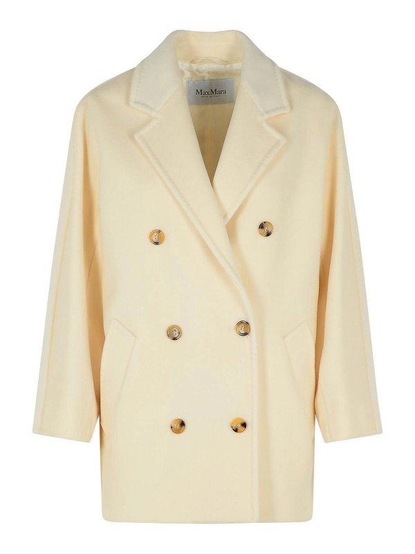 Max Mara: short coats - Rebus White Virgin Wool Coat